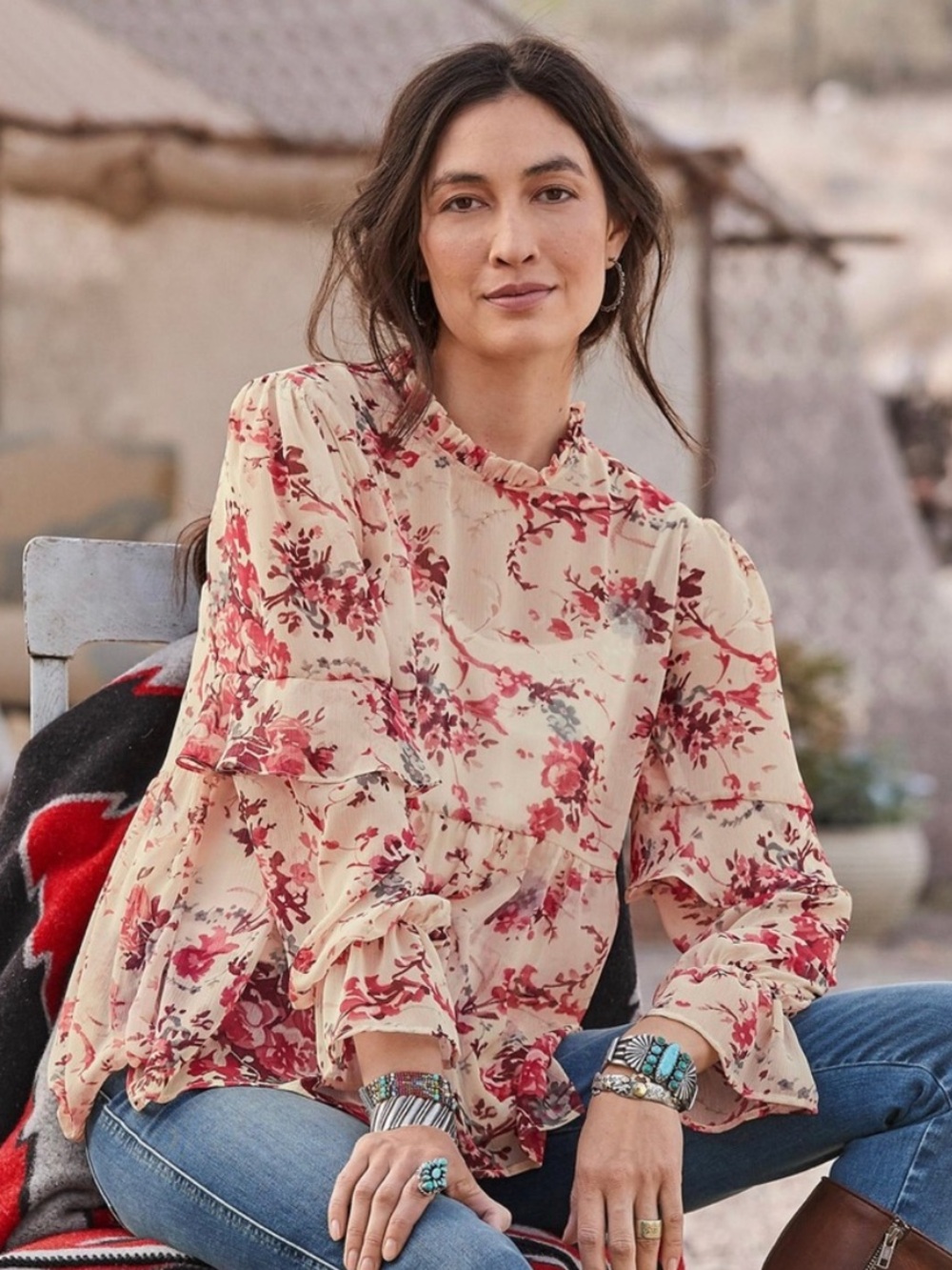 NWOT Sundance Boho Floral Muse Blouse with Cami Medium